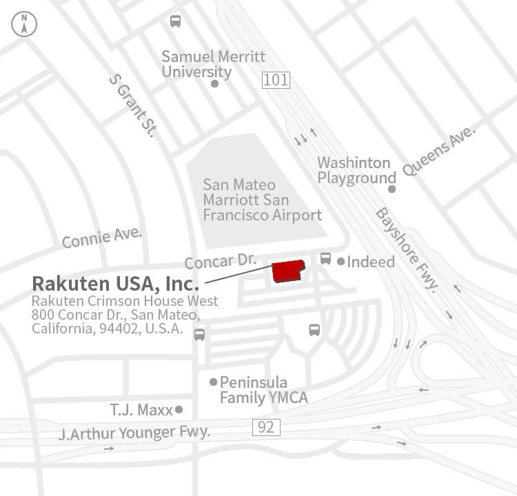 楽天グループ株式会社　Rakuten USA, Inc.アクセスマップ